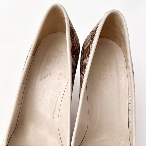 GUCCI || Vintage Supreme Monogram Canvas GG Interlocking Gold Logo Heel Pump 6 - Picture 6 of 16